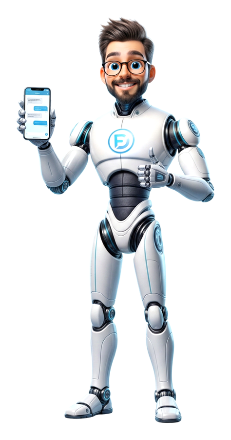 הדמות של FixDigital מציגה את בוט הוואטסאפ