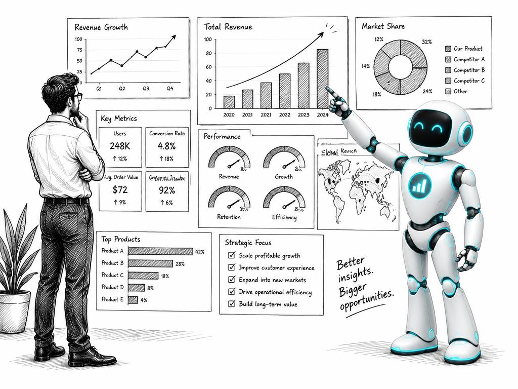 Line illustration: Save time with current data